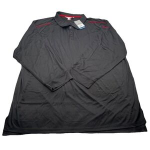 Scheels Colosseum Long Sleeve 6XL Black /Red Trims Golf Polo C-Dri